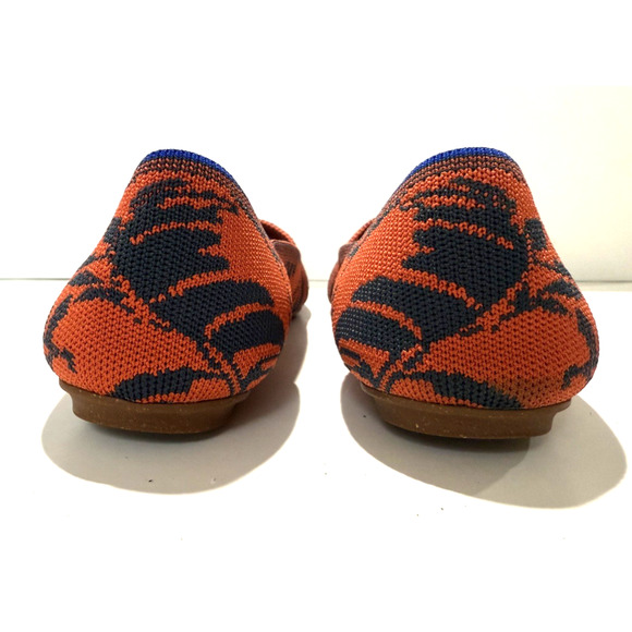 Rothy’s The Point Flats 9.5 Sunset Floral Orange Navy Washable Slip Ons - Picture 3 of 8